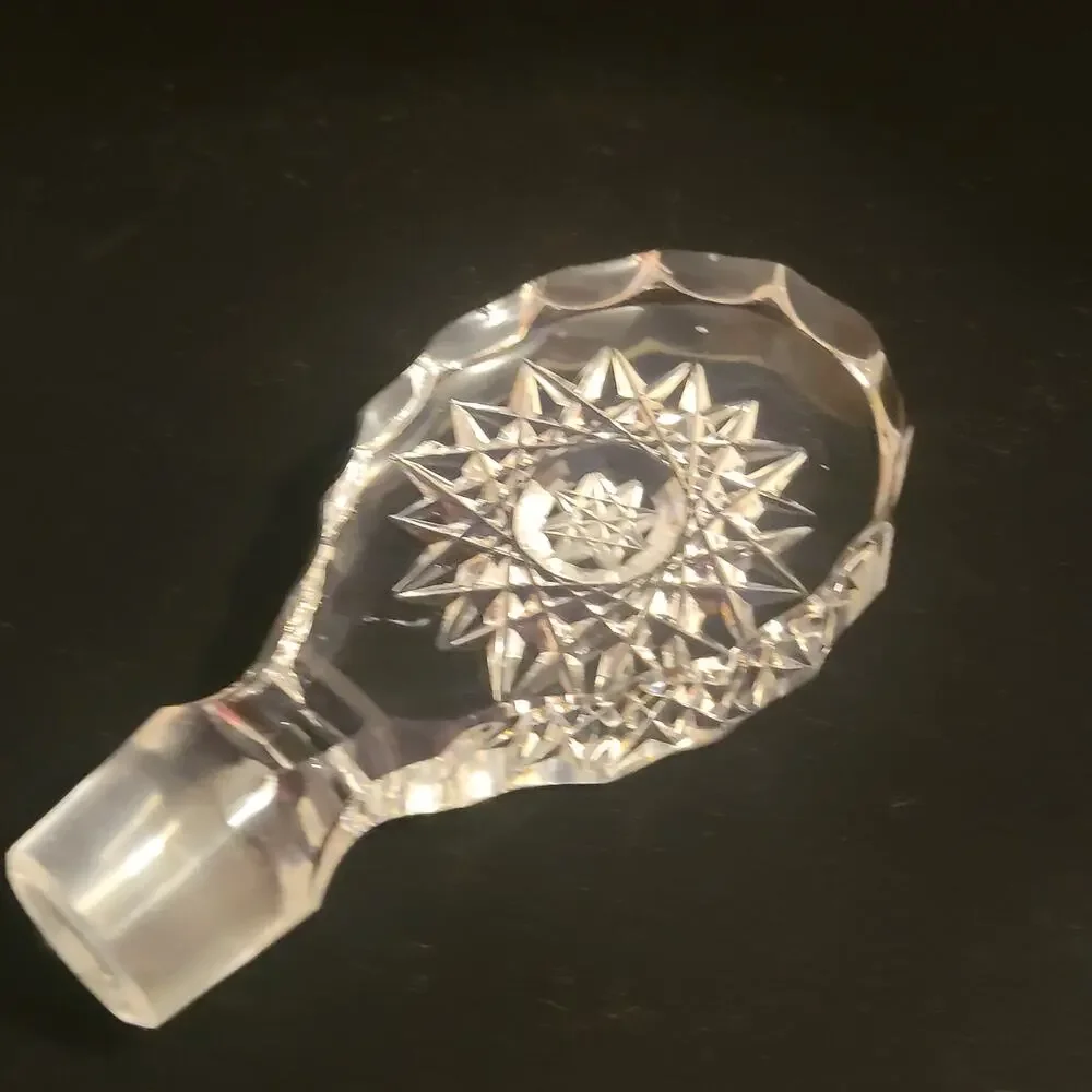 Vintage USSR Soviet-era cut crystal glass decanter Carafe with stopper